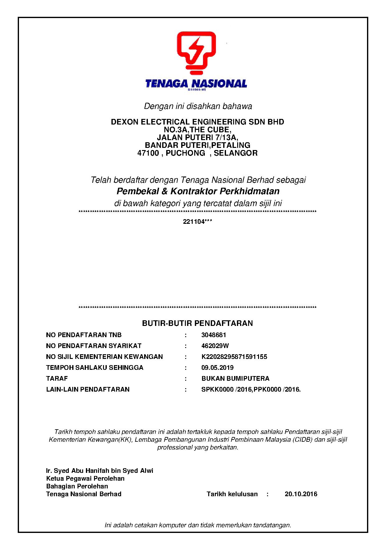 TNB &ndash; Kementerian Kewangan